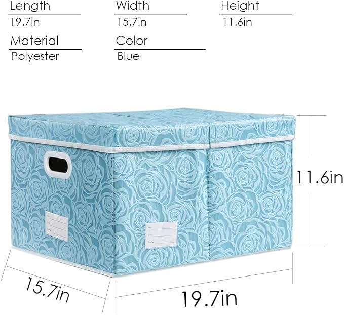 Extra Large Collapsible Storage Cubes with Lids Fabric Decorative Storage Bins Boxes Organizer Baskets with Cover Handles for Bedroom Closet Living Room 19.6x15.7x11.8 Inch 3 Pack