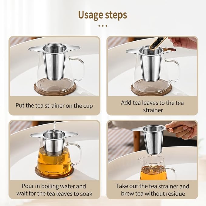 Tea Infuser for Loose Leaf Tea, 18/8 Stainless Steel Loose Leaf Tea Steeper with Drip Tray, Extra Fine Mesh Tea Strainer Diffuser 1Pack