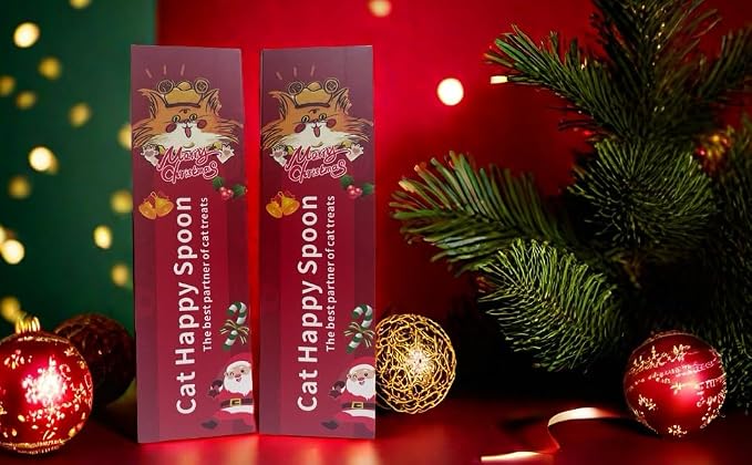 2pcs Cat Strip Feeder Spoon, Happy Spoon for Cats, Cat Lickable Squeezable Creamy Treat, Cat Wet Treats Dispense Spoon, Cat Treat Spoon Squeeze, Gift for Pet (Red&Green)
