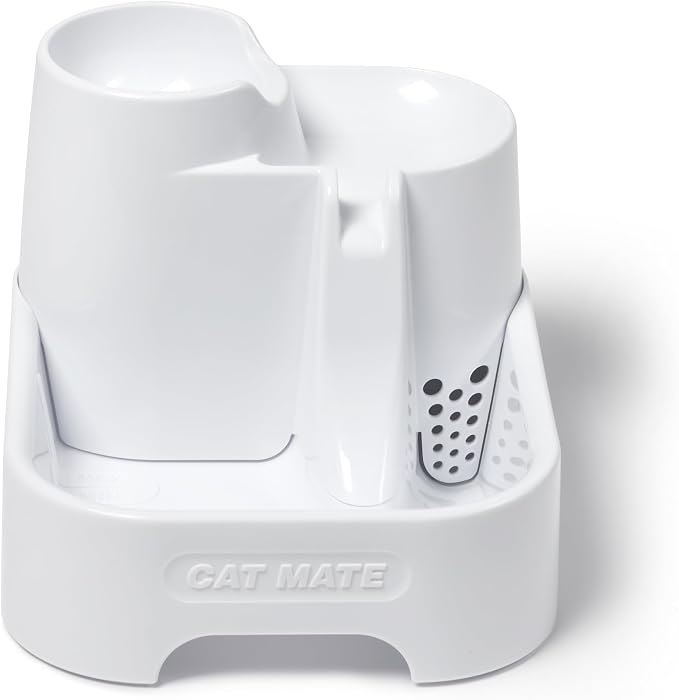Cat Mate Genuine Pet Fountain 3-Level Fountain, Polymer-Carbon Filter, Super-Quiet Isolated Pump System…