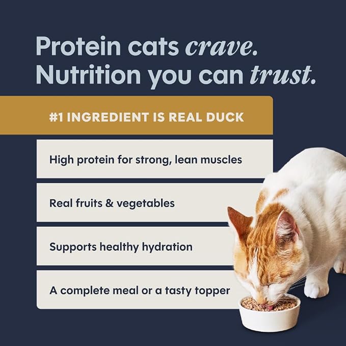 Instinct Pate Entrees, Wet Canned Cat Food, Real Duck, 5.5 oz (12 Count) | Rich & creamy pate texture, high protein, real duck, whole-food ingredients, grain-free, hydration support