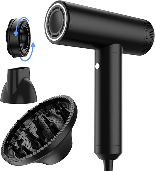 Erofexo Professional High Speed Ionic Hair Dryer | Ultra-Fast Drying | Low Noise | 110000 RPM |Metal Body |Household Travel| Compact Blow Dryer with Magnetic Diffuser for Faster Drying All Hair Types