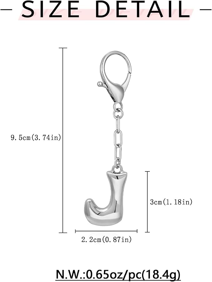 WOWORAMA Initial Letter Keychain for Women Chunky Gold Bubble Letter Bag Charm Purse Charm Personalized Keyrings Accessories
