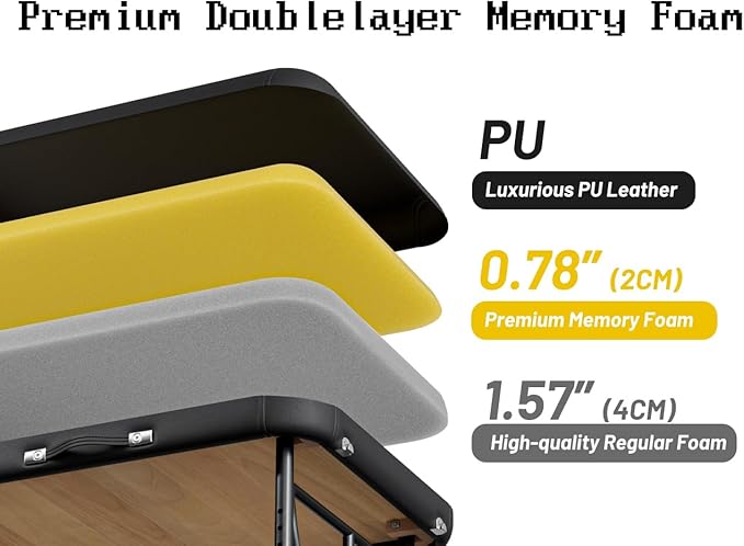 Professional Massage Table Portable 2 Fold Premium Memory Foam Aluminium Leg Hold Up to 1100LBS 8 Heights Adjustable with Carrying Bag Black