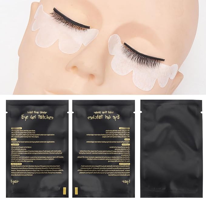 100 Pairs Eye Under Gel Pads Eyelash Extensions Patches,Lash Extension Lint Free Under Hydrogel Eye Mask Pads Beauty Tools (Black)