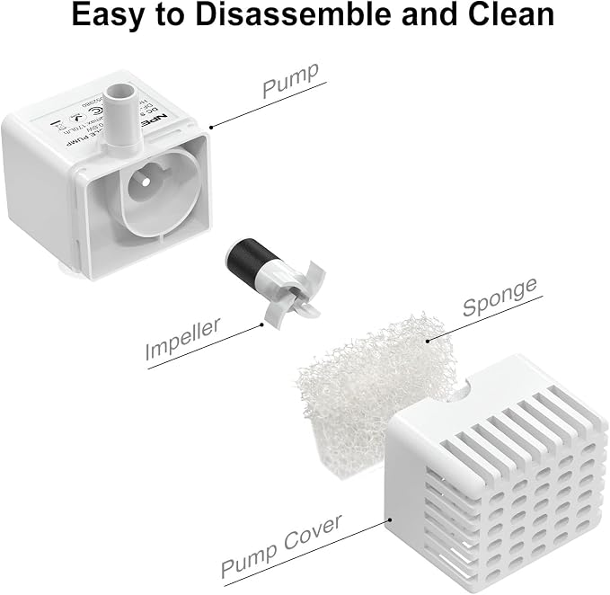 NPET Cat Water Fountain WF050TP 1.5L Automatic Pet Drinking Fountain with Replacement Faucet Kit - 8 Replacement Filters (No Adapter)