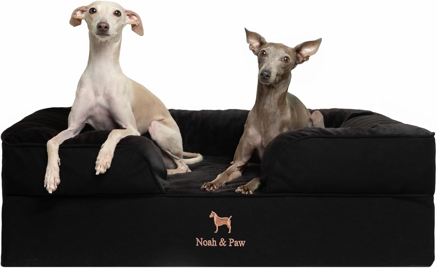 NOAH & PAW Large Dog Bed, 35x25x11 Inch, Orthopedic Dog Beds, Eggshell Memory Foam Infused with Cooling Gel, Inner Cover, Water Resistant, Machine Washable (Denim Sofa Collection)
