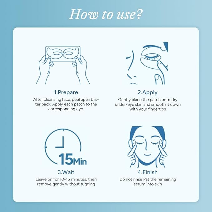 Caffeine & Hyaluronic Acid Under Eye Patches - 5 Pairs, 360° Coverage Targets Dark Circles, Puffy Eyes, Fine Lines & Eye Bags Hydrating Restoring Gel Eye Masks (PRO)