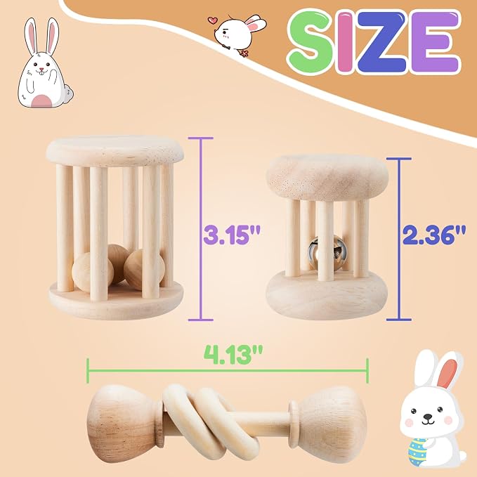 AOWPFVV Wooden Bunny Toys,Safe Rabbit Toys for Guinea Pigs,Small Animals