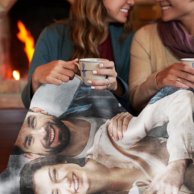 Ships Next Day, Custom Sherpa Fleece Blanket with Photos Text Soft Warm Custom Blanket Personalized Couples Gifts for Boyfriend Girlfriend Customized Picture Blanket Gifts for Christmas Valentines Day