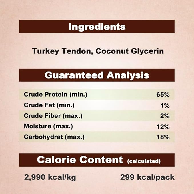 A Freschi srl Turkey Tendons for Dogs, USA-Sourced Human Grade, Rawhide-Free Long-Lasting Puppy Chews, All Natural Hypoallergenic Dog Treats for Small Breeds, 3.53 oz Pack Strips
