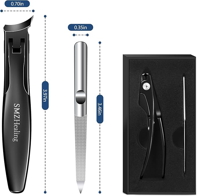 Ingrown Toenail Clippers - Slanted Nail Clippers for Men Thick Ingrown Nails with Wide Jaw, Heavy Duty Ultra Sharp German Nail Clippers with Long Handle
