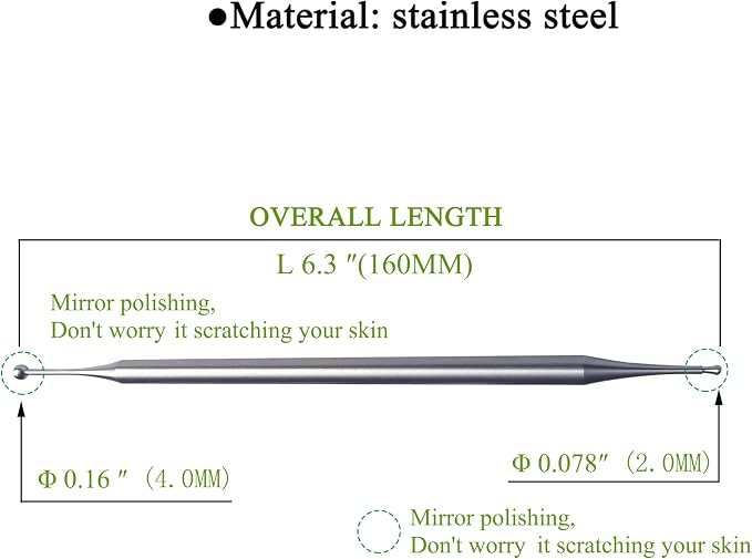 BYYDDIY 6.3inch Stainless Steel Dual Head Facial Reflexology Tools,Ear Massage Tool,Body Point Probe Pen &Trigger Point Massager Tool for Deep Tissue (6.3inch)