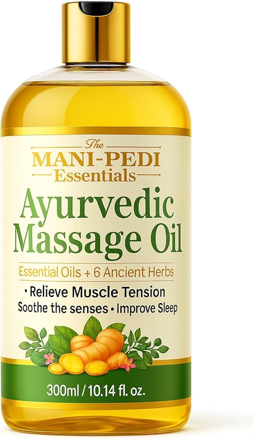 Ayurvedic Massage Oil enriched with Clove, Almond, Lemongrass & Lavender Oils & 6 Ancient Herbs. Relieves Muscle Tensions, Calms Nerves, Soothes. 100% Natural 300ml