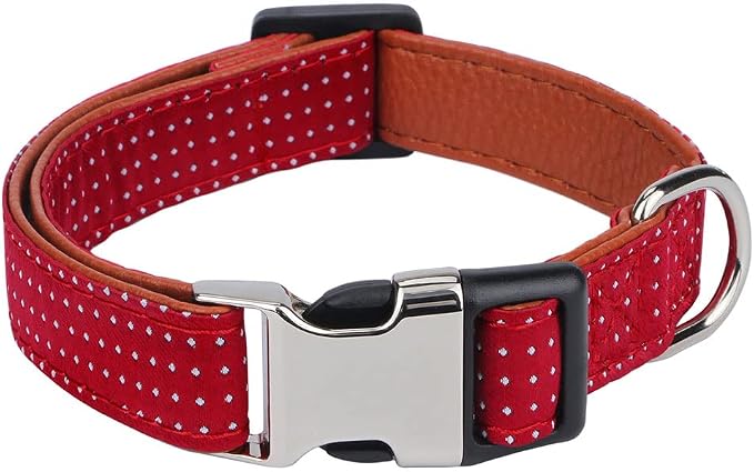 Dog Collar with Bow Tie for Girl or Boy Gift Soft Durable Bowtie Red Dot Small