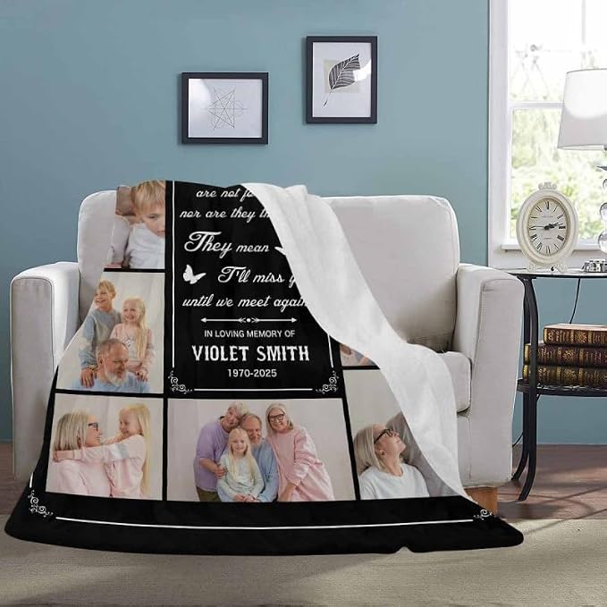 Custom Memorial Blanket with Photo - Sympathy Gift for Loss of Loved One