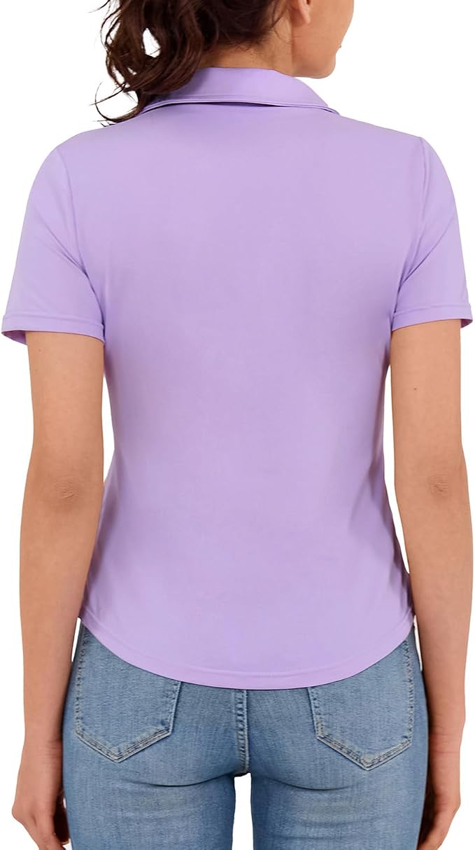 JACK SMITH Women's Golf Polo Shirt V Neck Short Sleeve Tennis Shirt Sun Protection Moisture Wicking Athletic Tops