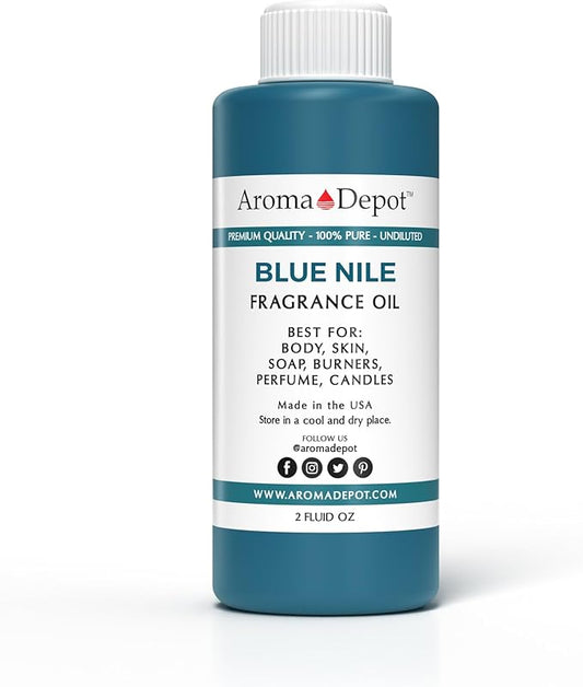 Aroma Depot 2 fl. oz Blue Nile Fragrance Oil, Perfume Oil, Scented Oil for Making, Soap, Candle Making & Incense. Used in Aromatherapy Diffusers, Warmers, and Burners. DIY Such as Lotions & Creams.