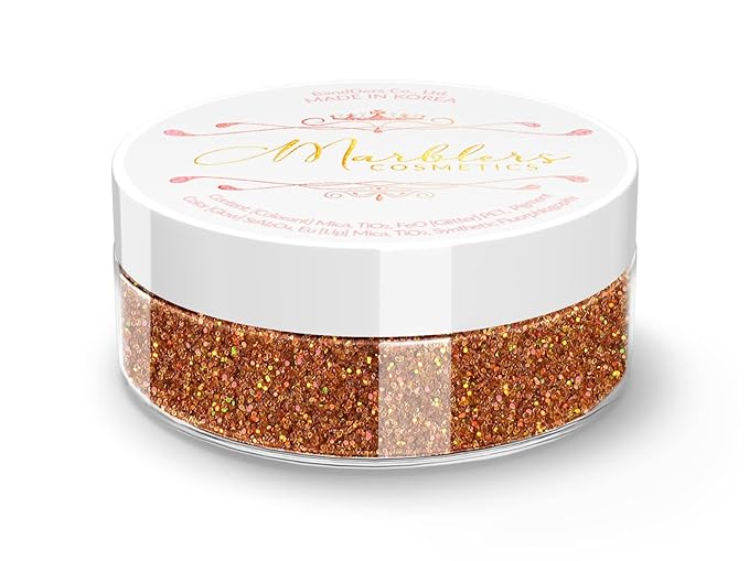 MARBLERS Holographic Face & Body Glitter [Holo Burnt Orange] 0.18oz (5g) | Fine | Non-Toxic | Cruelty-Free | Festival, Rave & Party Makeup | Eye, Hair, Nail Polish, Eyeshadow | Nail Art | Gel Nail