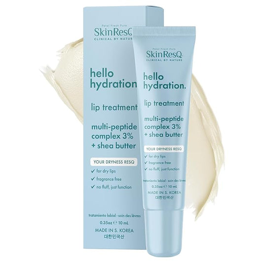 Skin ResQ by Petal Fresh Hello Hydration Lip Treatment – Made in Korea – Multi-Peptide Complex 3% + Shea Butter – For Dry, Chapped Lips – Fragrance Free, Deeply Hydrates & Smooths – 0.35 oz (10 mL)