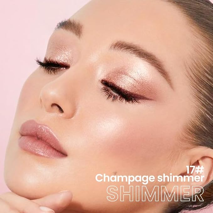 evpct Champagne Shimmer Cream Eye Shadow Brightener Sticks Set for Eyes, Champagne Shimmery Matte Pencil Eye shadow Applicator Stick Pen Palette Makeup Waterproof sombras en crema para ojos 17#