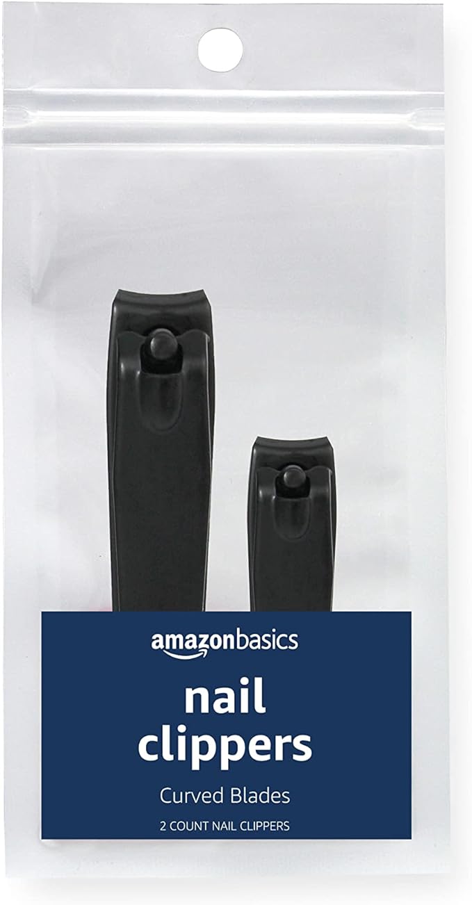 Amazon Basics Toenail and Fingernail Clipper Set, Nail Clippers, Grooming Tool, Black