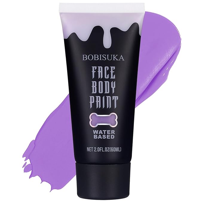 BOBISUKA Light Purple Face Body Paint, Water Based Face Painting for Art Theater Halloween Party Cosplay Clown SFX Makeup for Women Adults Teens, Non-Toxic Washable