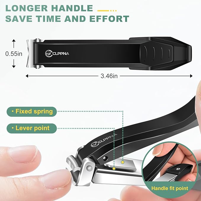 Nail Clippers for Men with Catcher, CLPPNA Heavy Duty Finger Nail Clippers Adult, Stainless Steel Nail Cutter, Fingernail & Toenail Clippers Ideal Gift for Men & Grooming Gifts