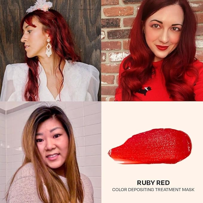 Overtone Semi Permanent Hair Color Conditioner, Ruby Red, 8 oz, Nourishing, Damage-Free, Color Depositing Mask for All Hair Types with Shea Butter & Coconut Oil, Vegan & Cruelty-Free