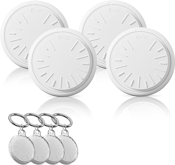 [Apple MFi and Google Certified] (iOS and Android) Air Tracker Tags-4 Pack, Bluetooth Tracker for Find My Device, Replaceable Battery,Item Locator Smart Tag for Keys, Bags, Luggage,Suitcases,White
