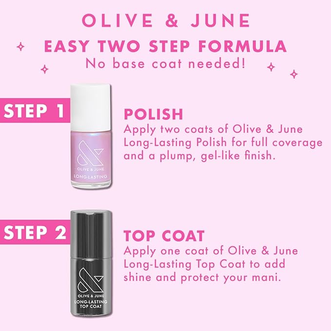 Olive & June Long Lasting Nail Polish | Spring Pastel Nails | Plump Gel-Like Finish No Lamp Needed | Lasts up to 10 days | Salon-Quality 15-Free Vegan & Cruelty-Free Chip-Resistant | Strawberry Scone