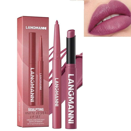 Lip Liner & Lipstick Set (12 Shades) - Long-Lasting, Waterproof & Transfer-Proof Matte Lip Kit, Smooth Creamy Texture, Bold to Nude Shades for Everyday & Party Wear, Ideal for Makeup Lovers (09)