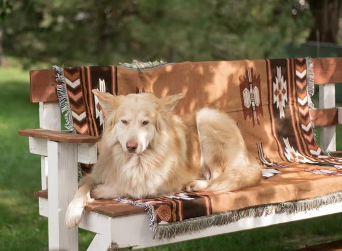 Aztec Blanket Native American Blanket for Couch Brown 51"x63" | Southwestern Throw Blanket Boho Decor Reversible Woven Tassels for Bed Chair Wall Tapestry Livingroom Outdoor