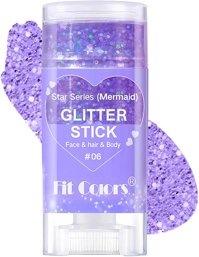 Waterproof St. Patrick’s Day Green/Purple Hair & Face Glitter Stick | Sparkling Gold Body Glitter Gel | Festival Rave Accessories for Women & Kids (#6)