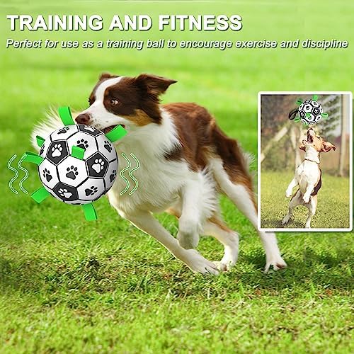 Amasiver Dog Soccer Ball Toys, 9'' World Cup Dog Soccer Ball with Straps, Dogs Birthday Gifts, Water Toy, Herding Ball, Durable Balls for Large XLarge Pet, Outdoor Dog Toy (9 Inch-XLarge)