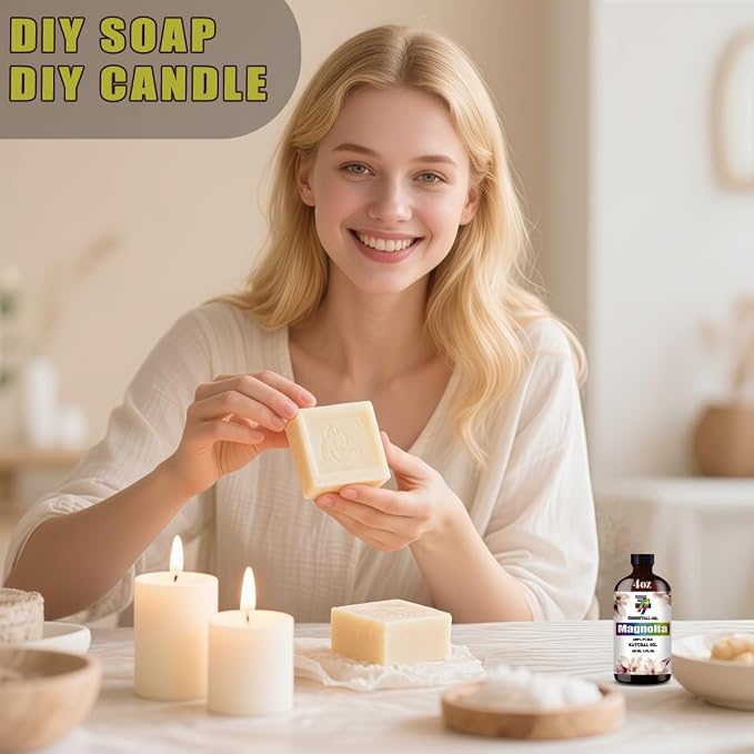 Magnolia Essential Oil, Magnolia Oils, for Diffuser, DIY Candles, Soap, Humidifier, Living Room, Gift, Essential Oil, GV77ZF Magnolia Fragrance Oil - 4 fl oz (120 ml)