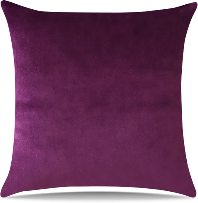 Artscope Luxury Velvet Pillow Covers Super Soft Decorative Square Throw Pillow Covers Case Cushion Covers for Sofa Couch Bedroom Car Decor 18x18 Inch Eggplant Purple