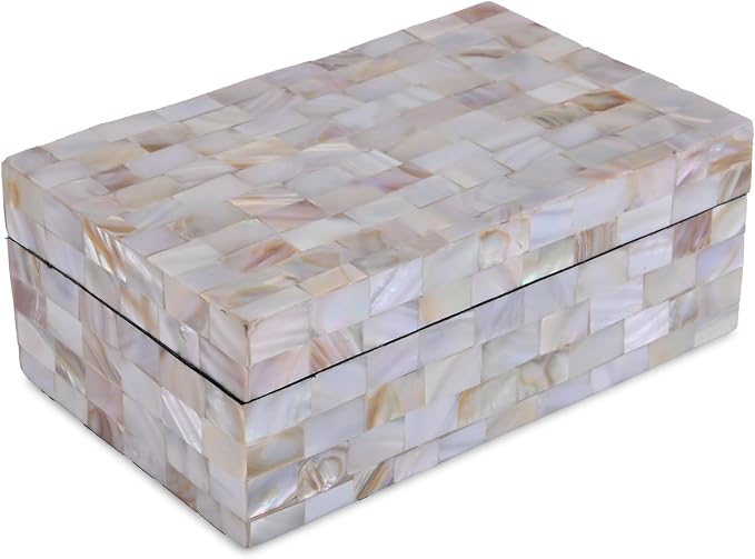 Perilla Home Home Decor Decorative Storage Wooden Box Organizer Tool Stash Card Craft Treasure Trinket Memory Keepsake Jewelry Box for Men and Women, Gifts For All, Mother of Pearl