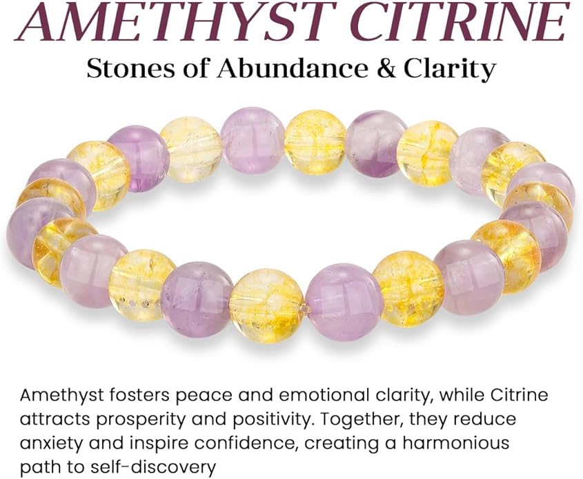 Crystal Vibe 8mm Beaded Bracelets For Women Men - Healing Crystal Bracelet - Adjustable Size