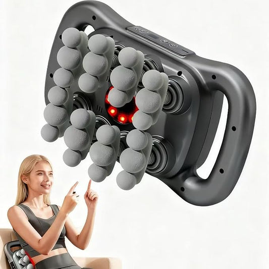 24-Head Deep Tissue Massage Gun Set – Portable Percussion Massager with 9 Modes & 9 Intensities, Quiet Rechargeable Handheld Body Massager (Gray)