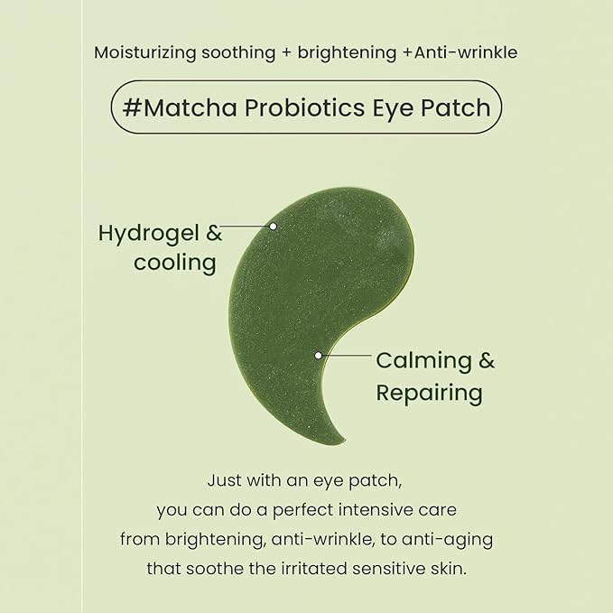 HEIMISH Matcha Biome Hydrogel Eye Patch - Anti Aging Under Eye Patches, Hydrating, Firming, Calming & Soothing Eye Mask with Matcha, Probiotics, for Dark Circles, Puffiness & Wrinkles, 1.4g/60ea