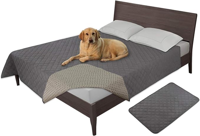 Easy-Going 100% Waterproof Dog Bed Cover Washable Couch Cover Non-Slip Sofa Cover Furniture Protector Cover Reusable Incontinence Bed Underpads for Pets Kids Children Dog Cat(52x82 in,Gray) | Leakproof Couch Cover, Machine Washable Furniture Mattress P...