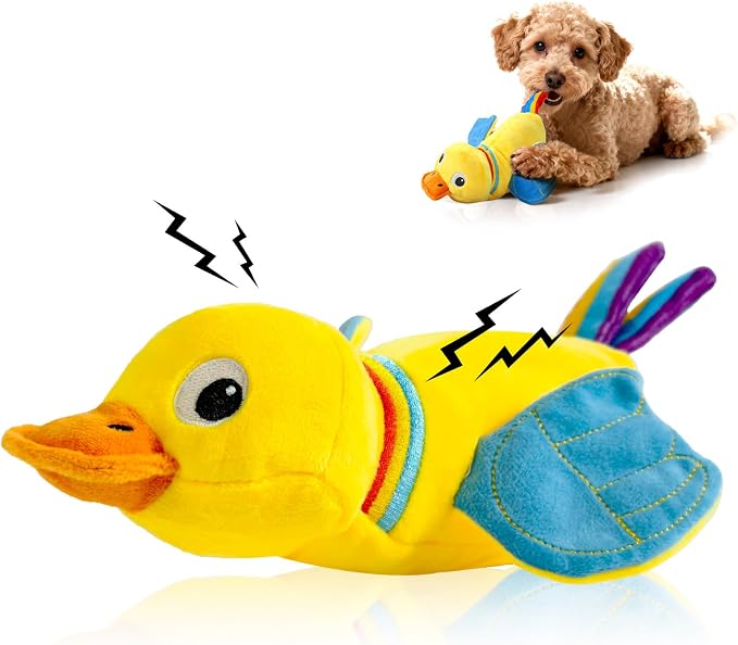 lilfrd Duck Dog Toy, Crinkle Squeaky Plush Interactive Chew Toy for Dogs