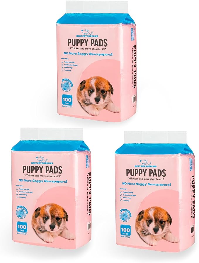 Best Pet Supplies Dog Training Puppy Pee Pads - Pink, 300 Count | 22.5x22" Potty Pads, Super Absorbent, Disposable, Leakproof, Keeps Floors Protected & Paws Dry, For Indoor Dogs, Odor Control