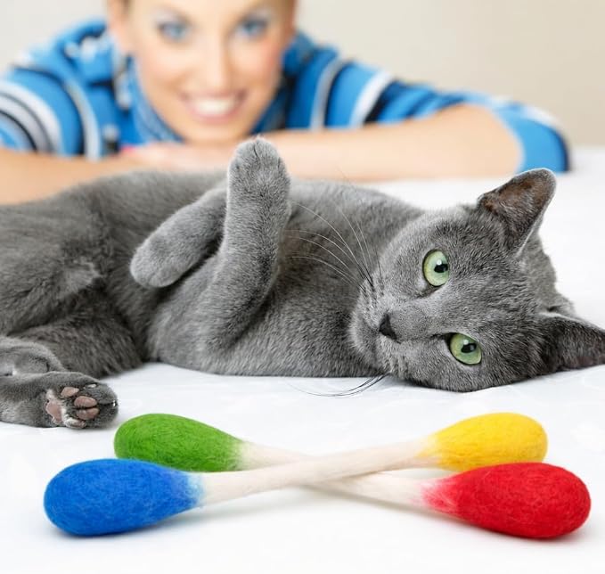 Glaciart One XXL Swabs Cat Toys with Catnip - 2 Pk | Durable for Chew, Cute Cat Toys Interactive Kitty for Boredom, Exercise, & Play | Filled w/Organic Catnip for Anxiety & as Digestive Aid