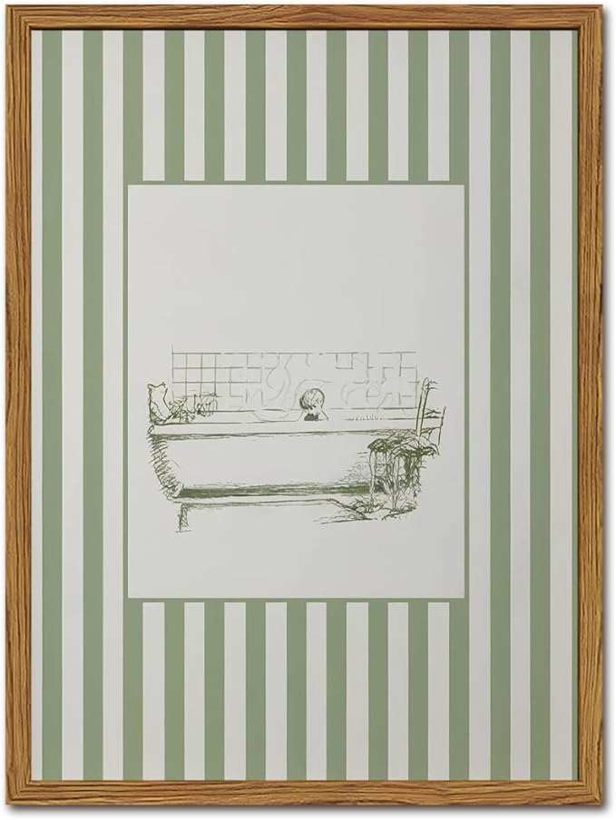 Funny Kids Bathroom Wall Art Cute Boy in Bathtub Wall Decor Picture, Eclectic Child Nursery Bathroom Poster Canvas Prints painting for Restroom 12x16 inch Wood Framed