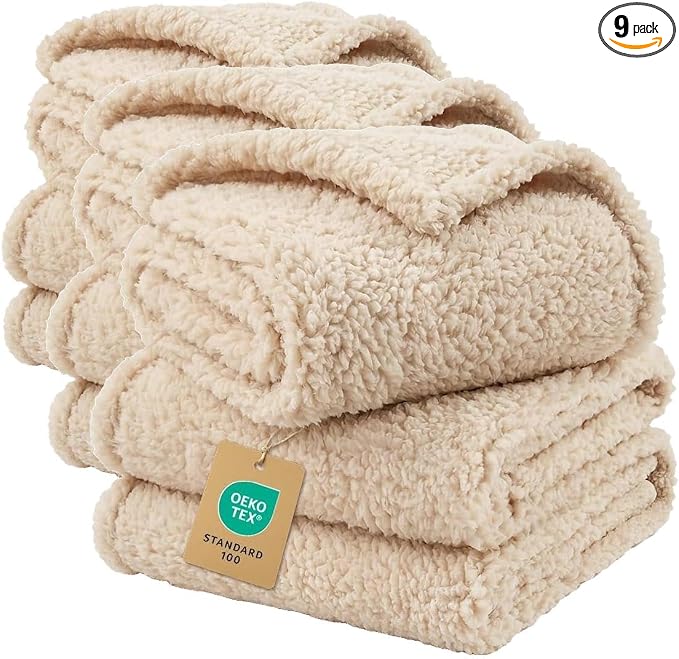 3 Pack 3 Calming Blankets Fluffy Premium Fleece Pet Blanket Soft Sherpa Throw for Dog Puppy Cat Beige Small (23" x16'')