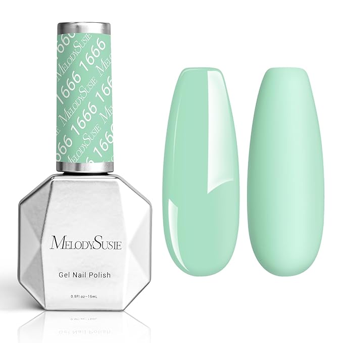 MelodySusie Thick Light Green Gel Nail Polish,0.5fl oz Soak Off UV LED Mint Green Gel Polish Gift for Women Nail Art Manicure Salon DIY Nail Design Decoration at Home-1666