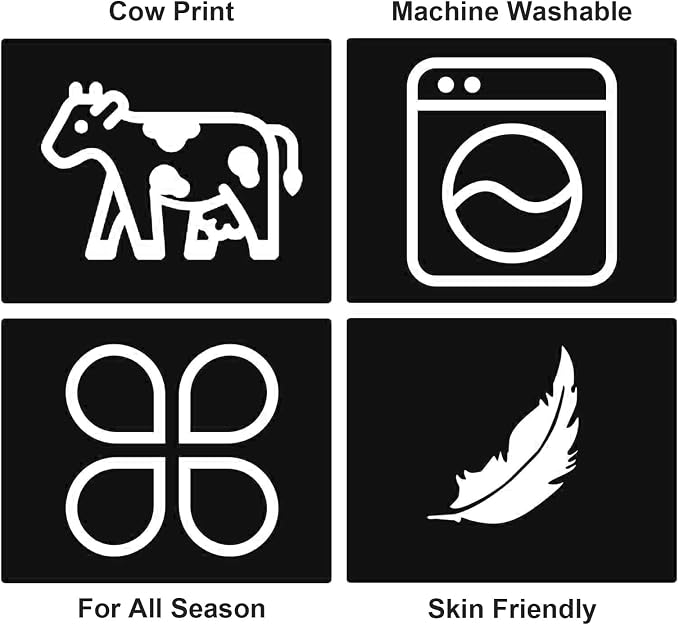 Edenleaf Cow Print Blanket, Ultra Soft Cozy Throw for Couch Bed and Travel, Cow Decor Throw Blankets for All Seasons 50"x60" (Black)