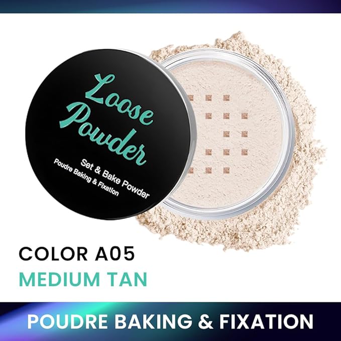 Blurring Loose powder, Silky Setting Powder for all skin Built-in powder puff (Medium Tan, 0.21 Fl Oz (Pack of 1))